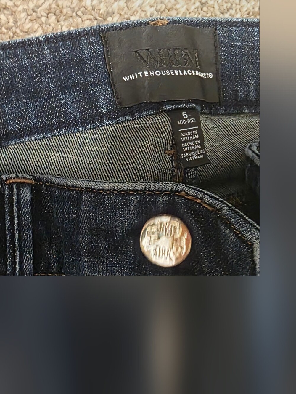 White House Black Market Dark Blue Flare Jeans - Picture 4 of 4